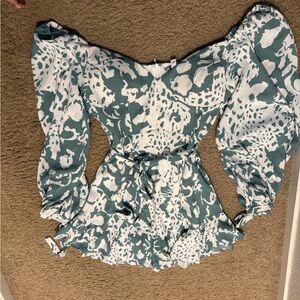 Fashion Nova Sage and White Mini Dress